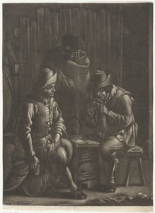 Kortspillere rundt en tønne av Jan van Somer