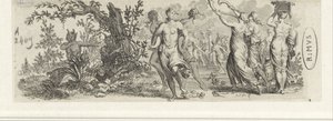 Dansende nymfer sett av satyrer