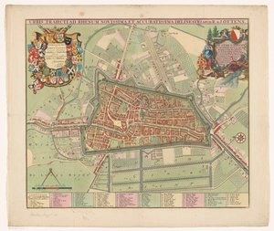 Plattegrunn av de stad Utrecht Den siste og mest nøyaktige tegningen av byen som krysser Rhinen (tittel på objekt)