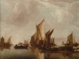 En statsyacht og annet fartøy i rolig vann, ca. 1660.