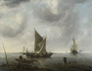 Skip for anker på et stille hav