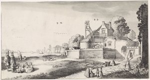 Bleachfield for en festning Playsante-landskap og morsomme ansikter (serietittel) av Jan van de Velde (II)
