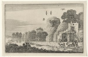 Figuren met koeien bij een ruïne Ruiner (serietittel) (serietittel)