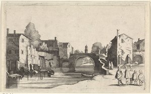 Utsikt over en kanal i en by Seascapes (serietittel) av Jan van de Velde (II)