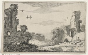Herder bij een ruïne Ruînes (serietittel) av Jan van de Velde (II)