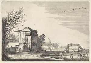 Flaske spillere på isen ved et dueslag Landskap (serietittel) Amenissimae aliquot requculae (serietittel) av Jan van de Velde (II)