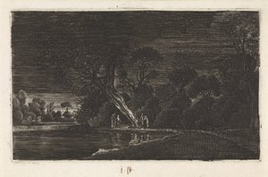Landskap ved måneskinn av Jan van de Velde (II)