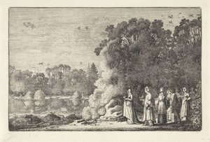 Landskap med Merkur og Herse Landskap (serietittel) Amenissimae aliquot requculae (serietittel) av Jan van de Velde (II)