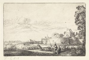Landskap med Zijlpoort i Haarlem Landskap (serietittel) Amenissimae aliquot requculae (serietittel) av Jan van de Velde (II)