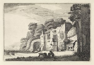 Landskap med den fortapte sønn med grisene Landskap (serietittel) Amenissimae aliquot requculae (serietittel) av Jan van de Velde (II)