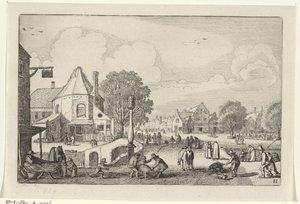 Markedsdag i en by Landskap (serietittel) Amenissimae aliquot requculae (serietittel) av Jan van de Velde (II)