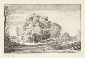 Rytter i et landskap ved soloppgang Landskap (serietittel) Amenissimae aliquot requculae (serietittel) av Jan van de Velde (II)