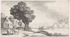 Høytransport på en elv med Haarlem i det fjerne Playsante-landskap og underholdende severdigheter (serietittel)