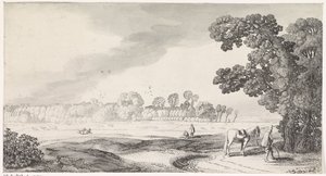 Beitelandskap med plassende mann Playsante lantschappen end vermakelycke views (serietittel) av Jan van de Velde (II)