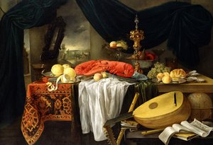 Stilleben med hummer, sitroner og lut, 1645