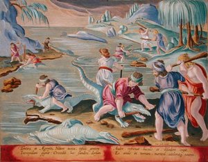 Killing Crocodiles Using Sticks and Clubs, plate 88 fra 