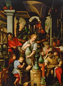 Alkymistens laboratorium av Jan van der (1523-1605) Straet