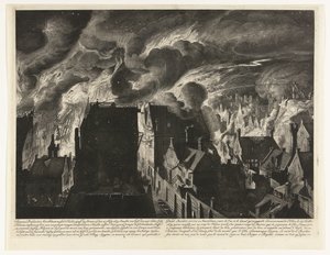 Slukker den kraftige brannen på Elandsgracht, 1679 Swaaren brenner, til Amsterdam, mellom d