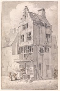 Et nedbrent hus i Bloedstraat av Jan van der Heyden