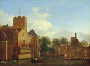 Loenerslot Castle i Holland, ca. 1665-70 (olje på eik)