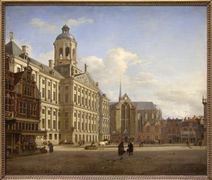 Dammen med det nye rådhuset i Amsterdam