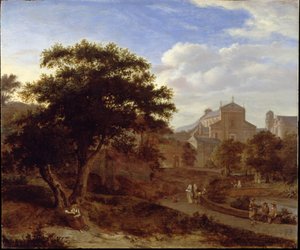 To kirker og en bymur av Jan van der Heyden