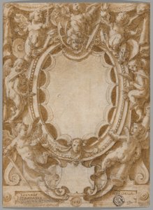 Design for Frontispice til de syv dyder av Jan van der Straet