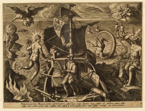 Ferdinand Magellan fra Portugal, plate 4 fra "America Retection" av Jan van der Straet, called Stradanus