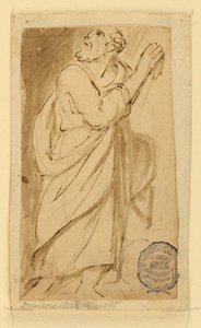 Side av en tegnebok; Eldre mann i klassisk antrekk av Jan van der Straet, called Stradanus