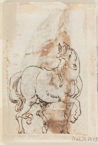 Side i en tegnebok; Studie for maleri av St. Magdalen; En hingst av Jan van der Straet, called Stradanus