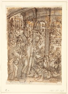 Rekto: Kristus helbreder lammede nær Bethesda-dammen; Verso, over: Mercury, beskytter av reisende; Verso, under: studier av en mann nær en åpen dør av Jan van der Straet, called Stradanus