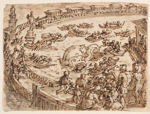 Recto: Hvaljakt av keiser Claudius i havnen i Ostia; Verso: inskripsjon knyttet til Plinius den eldstes naturhistorie, bok 9, kap. 5