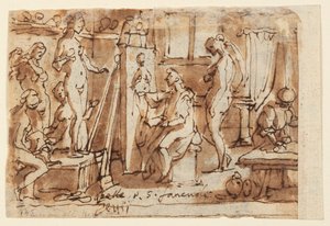 Til høyre: Zeuxis-maleriet Helen; Verso: Se mannen av Jan van der Straet, called Stradanus