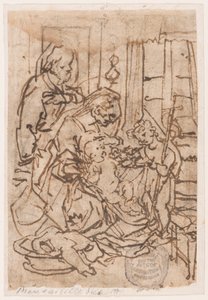 Den hellige familie og døperen Johannes av Jan van der Straet, called Stradanus