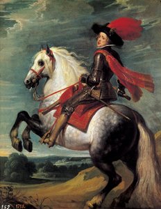 Rytterportrett av Philip IV. Philip IV (1605-1665), konge av Spania representert i en alder av 20. Maleri av Jan van Kessel I dit Le Vieux (1626-1679)