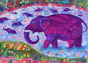 Elefant og mus, 1998, (blekk og gouache)