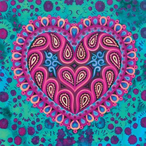 Folk Heart on green, 2016, av Jane Tattersfield