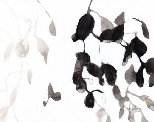 Blader i svart-hvitt, ca. 2018 (blekk og gesso på papir)