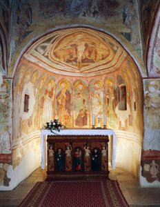 Hrastovlje befestede kirke, Trinity Church, Apostles (1490), detalj fra fresker av Janez Iz Kastva, Slovenia