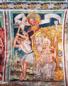 Hrastovlje befestede kirke, Treenighetskirken, deres forfedres første arbeid, detalj fra fresker av Janez Iz Kastva (1490), Slovenia