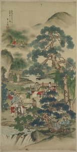 Kinesiske vismenn i en hage av Japan, Meiji period