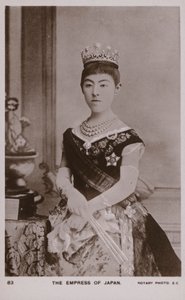 Keiserinne Shoken, kone til keiser Meiji av Japan (s/hv-bilde)
