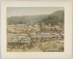Generell utsikt over Maruyama Park, Kyoto, Japan (håndfarget svart/hvitt-bilde) av Japanese Photographer