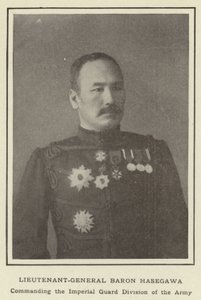 Generalløytnant Baron Hasegawa, kommanderende for den keiserlige gardedivisjonen til hæren av Japanese Photographer