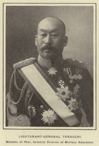 Generalløytnant Terauchi, krigsminister, tidligere direktør for militær utdanning av Japanese Photographer