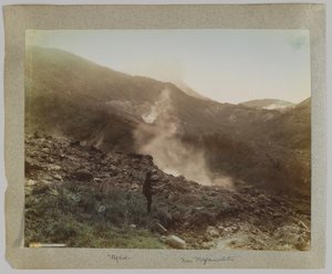 Owakudani, Hakone, Kanagawa Prefecture, Japan (håndfarget svart/hvitt-bilde) av Japanese Photographer