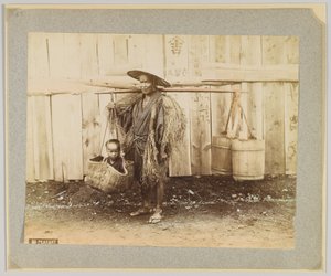 Peasant, Japan (håndfarget svart/hvitt-bilde) av Japanese Photographer