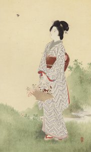 En japansk jente (chromolitho) av Japanese School
