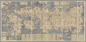 Et stort farget kart over Japan, tegnet av Ishigawa Nagara av Japanese School