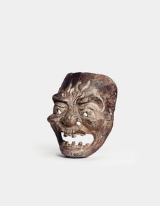 En Gigaku-maske i tre (tre) av Japanese School